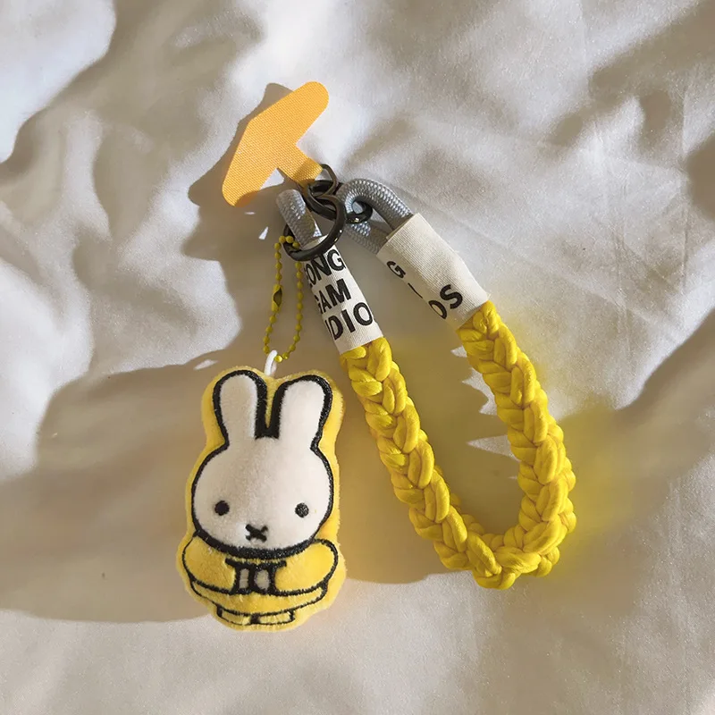 Милый желтый фон Miffy, белый кулон, брелок с мультяшной фигуркой, подвеска на рюкзак