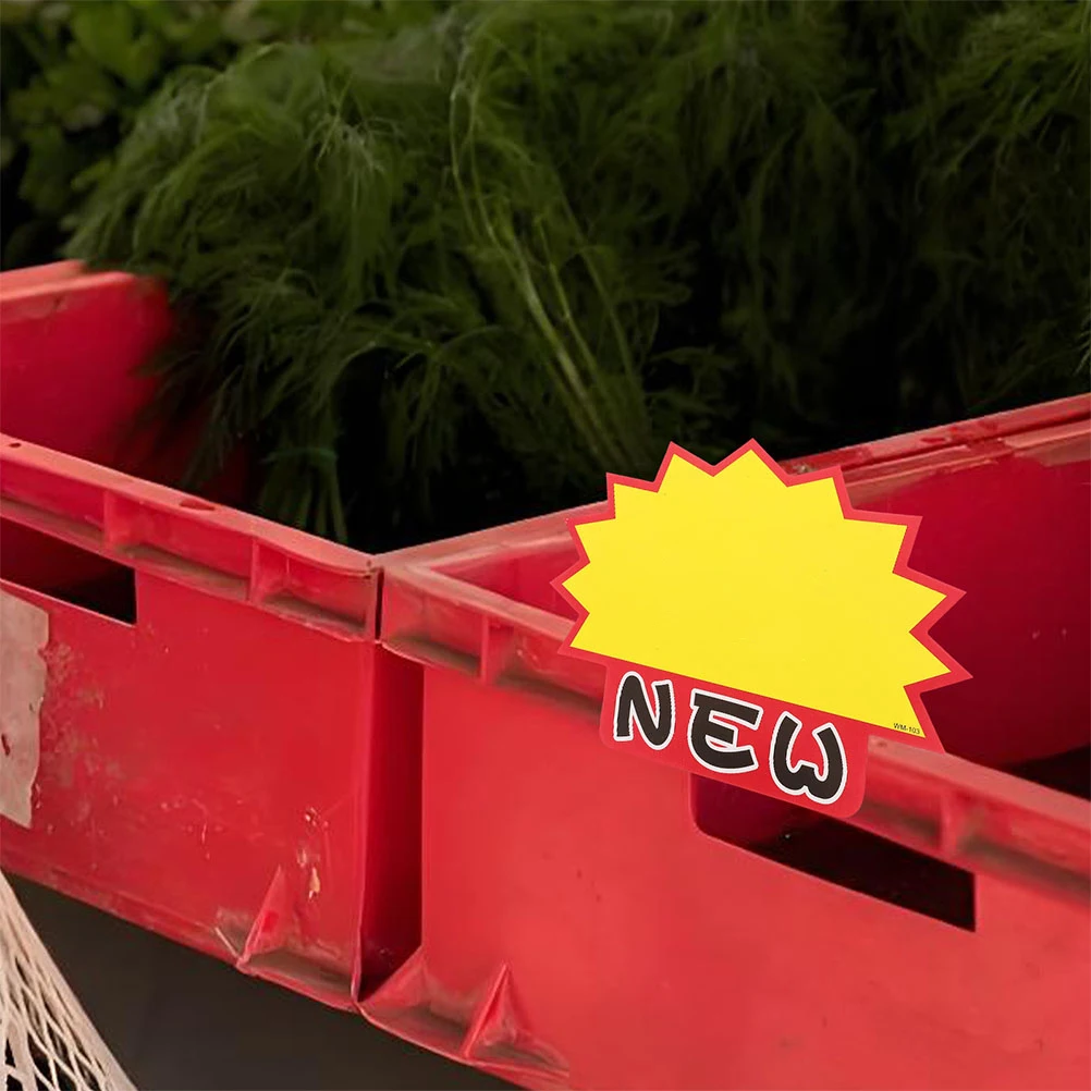 200pcs Supermarket Price Tags Blank Sale Signs Retail Store Paper Tags Advertising Labels Bright Yellow Durable Easy Apply