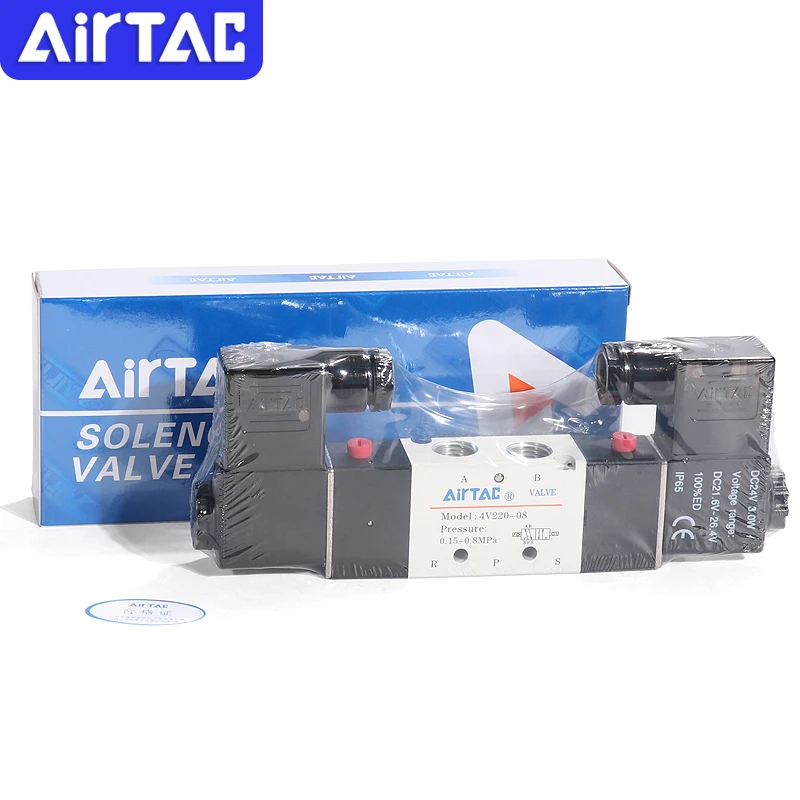 AirTAC 4V120-06 4V220-08 4V320-10 4v420-15 Air Pneumaitc Solenoid Valve  Position Five Way Reversing Valve 12V 24V 110V 220V