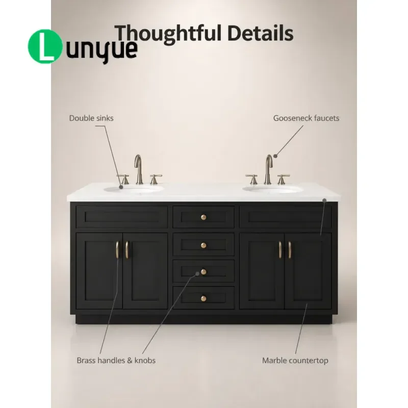 American Classic Painted Freestanding Bathroom Sink Cabinet 72 Inch Vanity with Swing Door Storage for Home Bath Room Decor