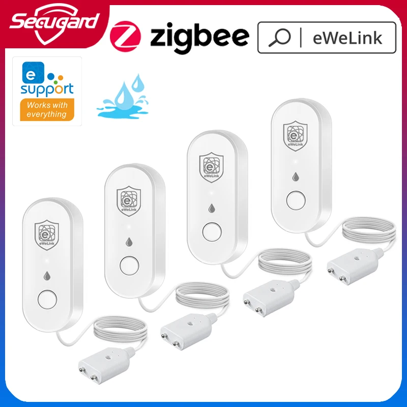 

Zigbee Water Leak Sensor Smart Home Water Leakage Flood Overflow Detector Kitchen Bathroom EweLink APP Control Work With Gateway