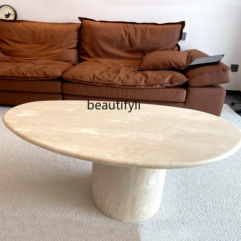 C32 Wabi Sabi Chinese ancient style modern simple retro coffee table round heart shaped special shaped Italian marble