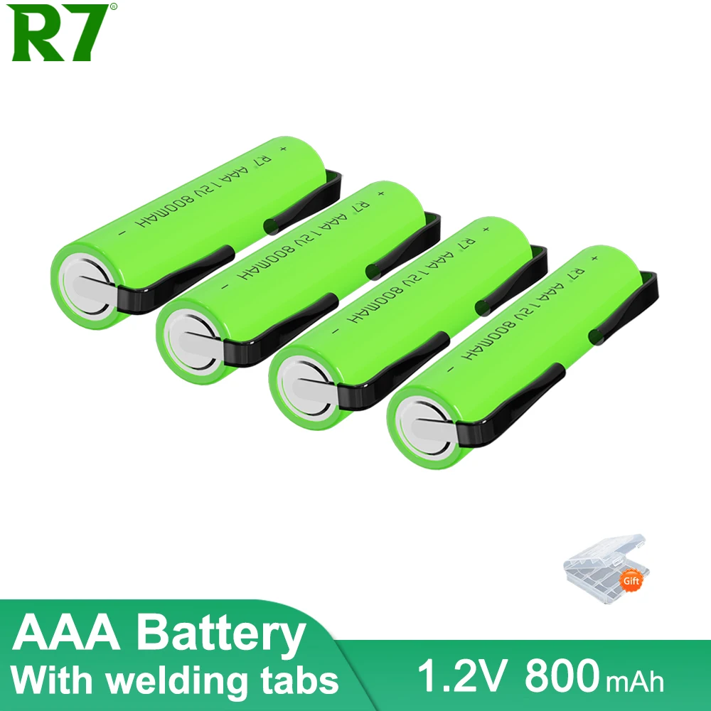 R7 Brand 1.2V 800mAh Ni-MH AAA Rechargeable Battery Cell with Solder Tabs for Philips Braun Electric Shaver, Razor, Toothbrush