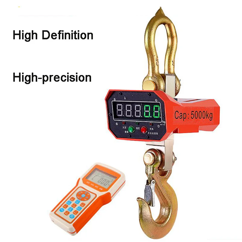 5T Digital Lifting Scale Industrial Weighing Crane Hanging Portable  Display Aluminum  Shell  Wireless Remote  Control