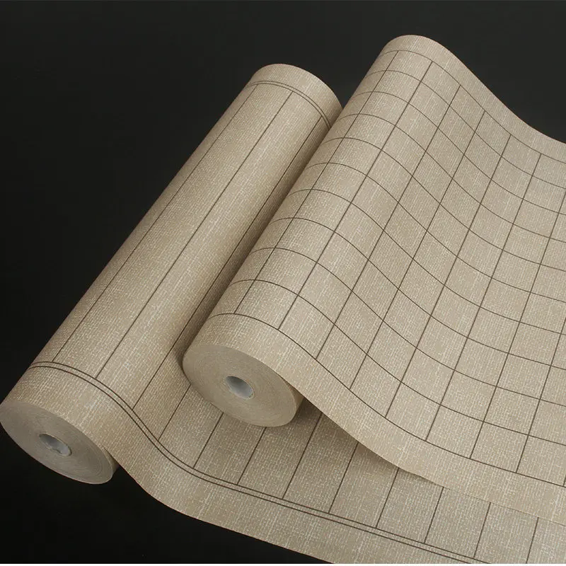 Retro Thickened Rice Paper Texture Wax Dye Vertical Grid Scroll Half Ripe Xuan Paper Sumi Art Brush Calligraphy Craft Paper Roll