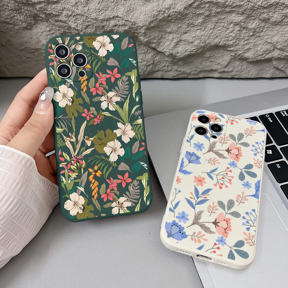 

Luxury Fashion Flowers Phone Case for Samsung Galaxy S24 S23 S22 S21 Ultra Plus 5G S20 FE Note 20 10 Pro Straight Edge TPU Cover