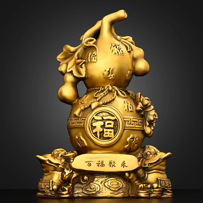 

Copper feng shui Gourd Ornament Golden Toad Hundred Blessings Gathering Living Room Entrance Shop Decor