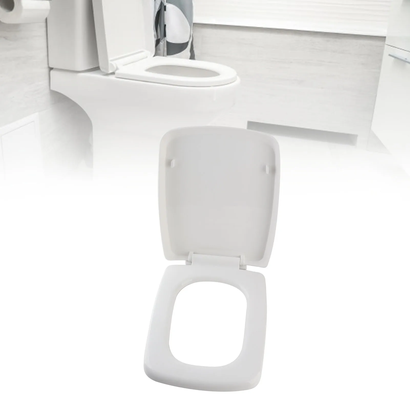 D-Shaped Toilet Seat Slow Close Quiet Lid Thickened Durable for Both Adults Children Universal Bathroom Accessories White
