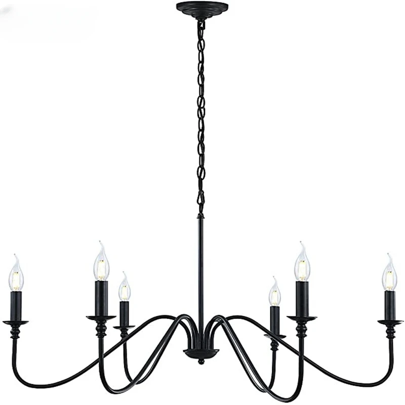 

Ganeed Rustic Classic LED Iron Chandelier Hanging Light Fixture Pendant Lamp for Kitchen Living Dining Room Hotel Loft Bar Home