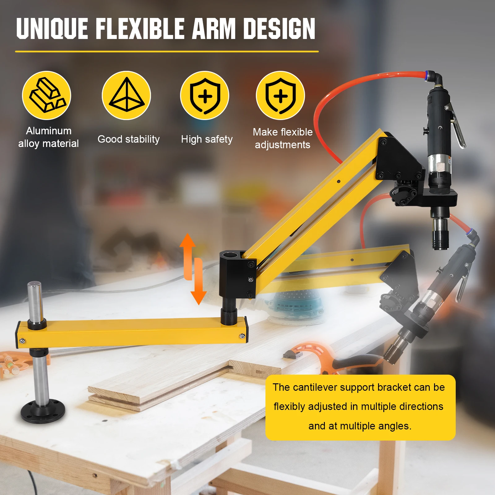 Máquina de taladrar neumática, brazo de aleación de aluminio, Mini máquina de taladrar eléctrica voladiza, herramienta de Hardware manual de alta resistencia