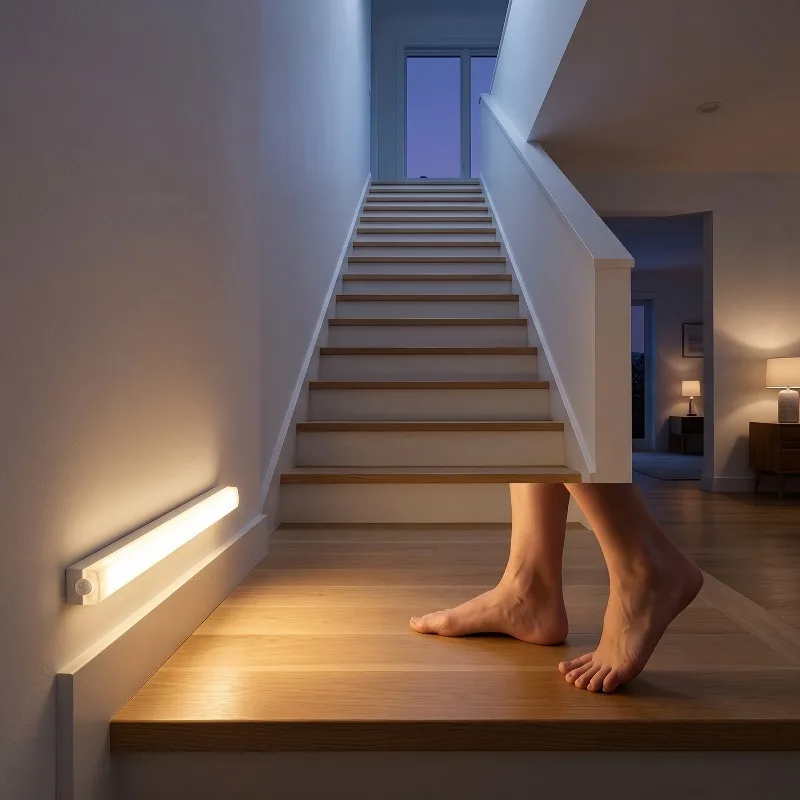 5PCS Dimmable Wireless USB Rechargeable LED Motion Sensor Night Light Stick-on Cabinet Lamp for Closet Kitchen Stair Lighting