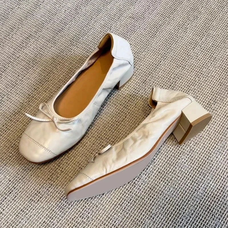 

Женская обувь на низком каблуке в стиле ретро, балетки из мягкой кожи с бантом, модная обувь, удобная повседневная женская обувь Мэри Джейн на массивном каблуке