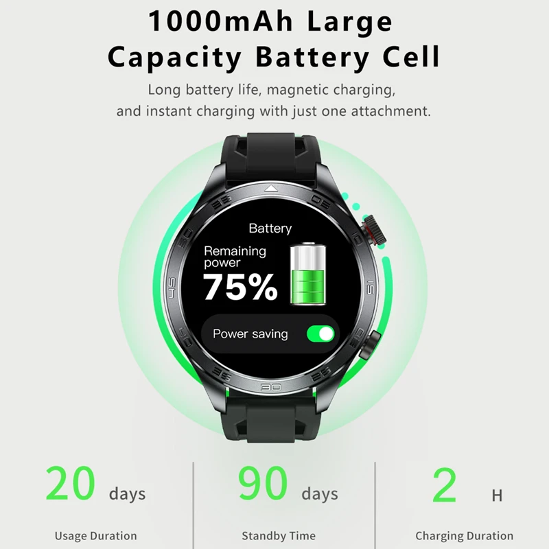 2026 New Smart Watch Men AMOLED HD Screen Outdoor Sports Fitness Heart Rate GPS Track IPX8 Waterproof Bluetooth Call Smart Watch
