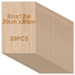 Tablero de madera para manualidades, superficie lisa de 30/60x7,87 pulgadas, 2mm de grosor, madera contrachapada, cuadrado, cortado con láser, 10/20/11,81 piezas