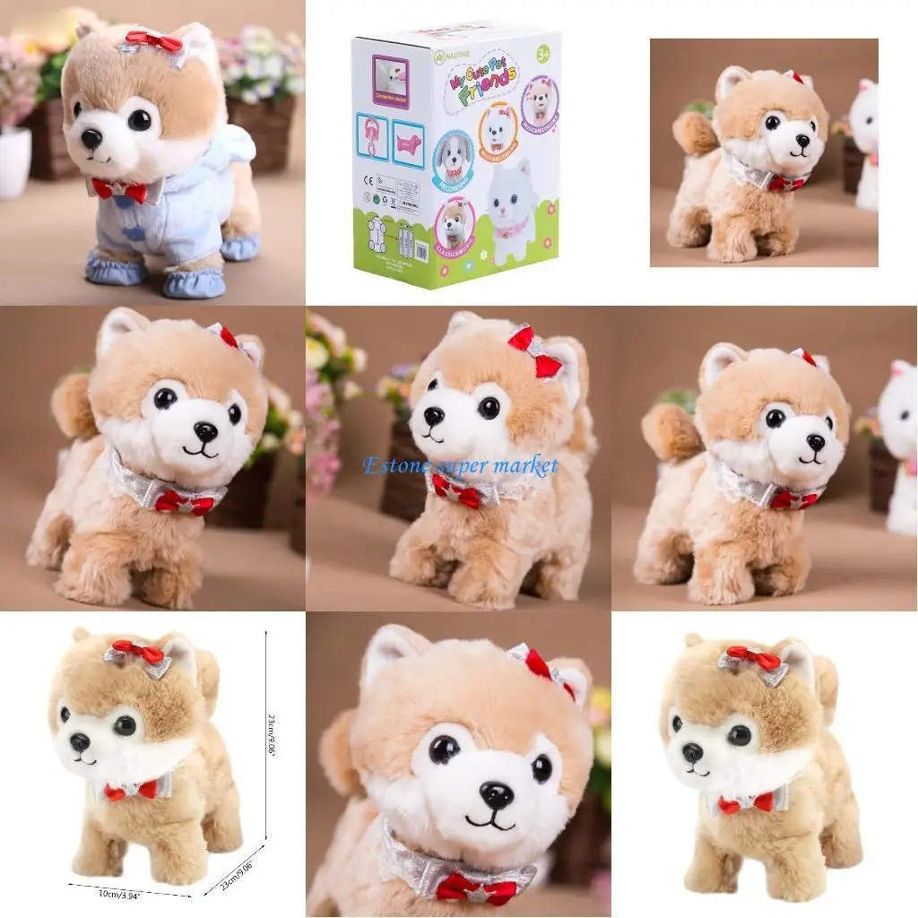 090B 9.06x9.06x3.94in สำหรับ Creative ไฟฟ้าของเล่นน่ารักเด็กวัยหัดเดินของขวัญ Wagging คอหาง Lovely Puppy