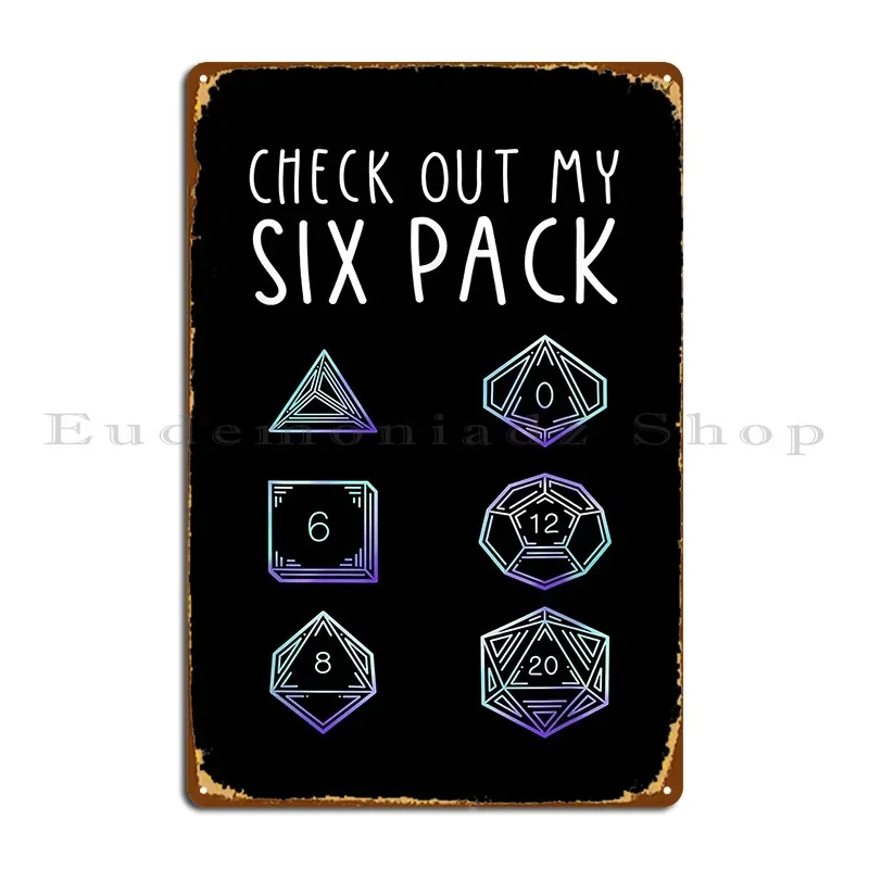 Check Out My Six Pack D20 Rpg Metal Sign Wall Decor Print Customize Pub Wall Cave Tin Sign Poster