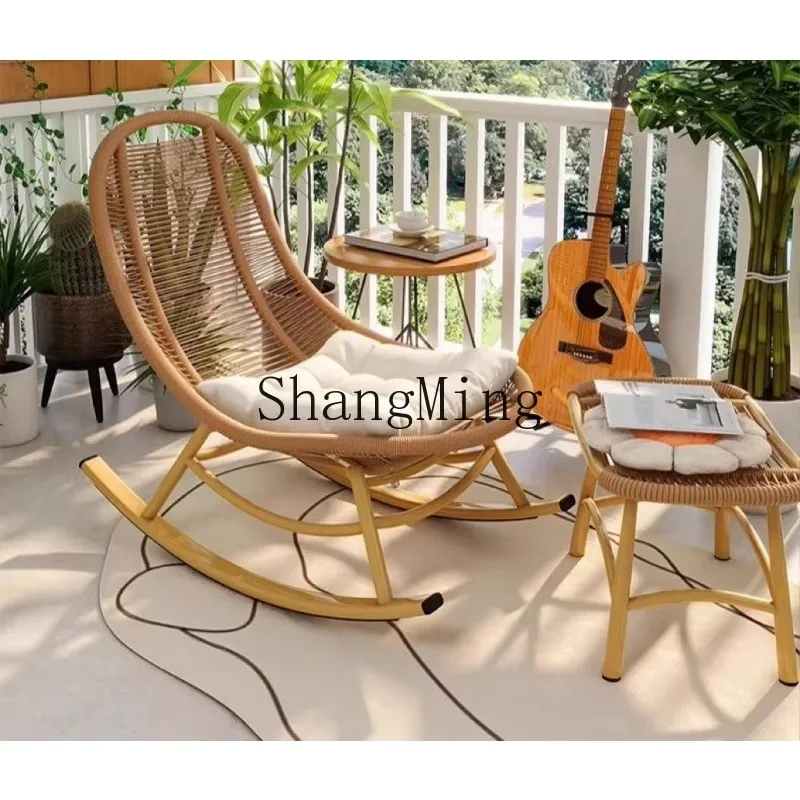 CL chaise à bascule simulation rotin matériel style chinois cour extérieure en forme de L chaise paresseuse