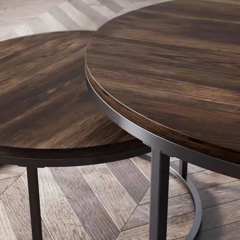 und Kind Holz rund, Tellerkombination, Couchtisch Handwerker High Art, Gefühl mobiler antiker Stil, brauner Couchtisch