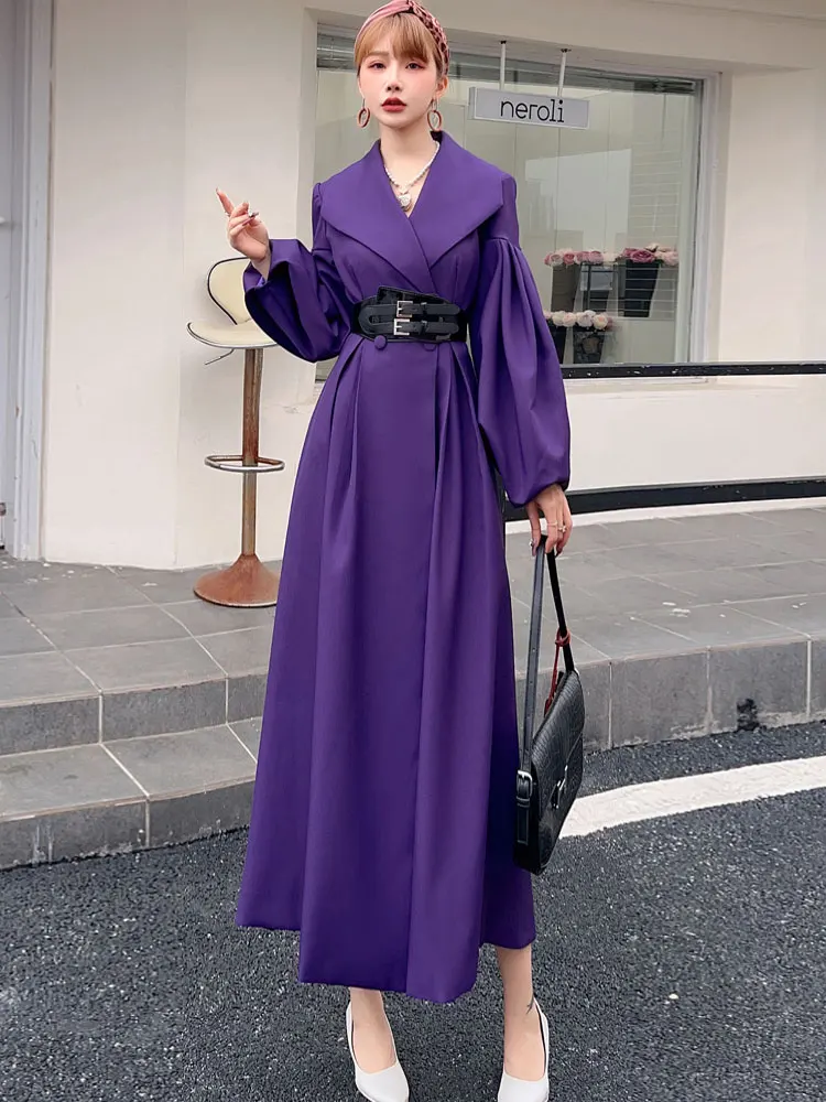 

Женское длинное пальто выше колена больших размеров, стройнящее, осенне-зимнее, модное, уличный стиль, из утолщенного полиэстера, фасон «фонарь»