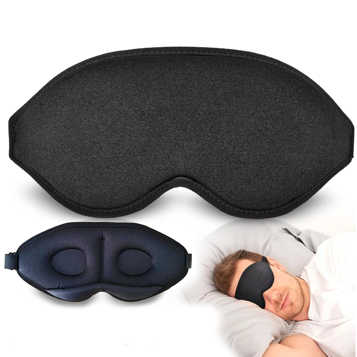 

Lightweight Sleep Mask Soft Black Eye Mask for Sleeping Zero Pressure Adjustable 3D Sleep Mask Blackout