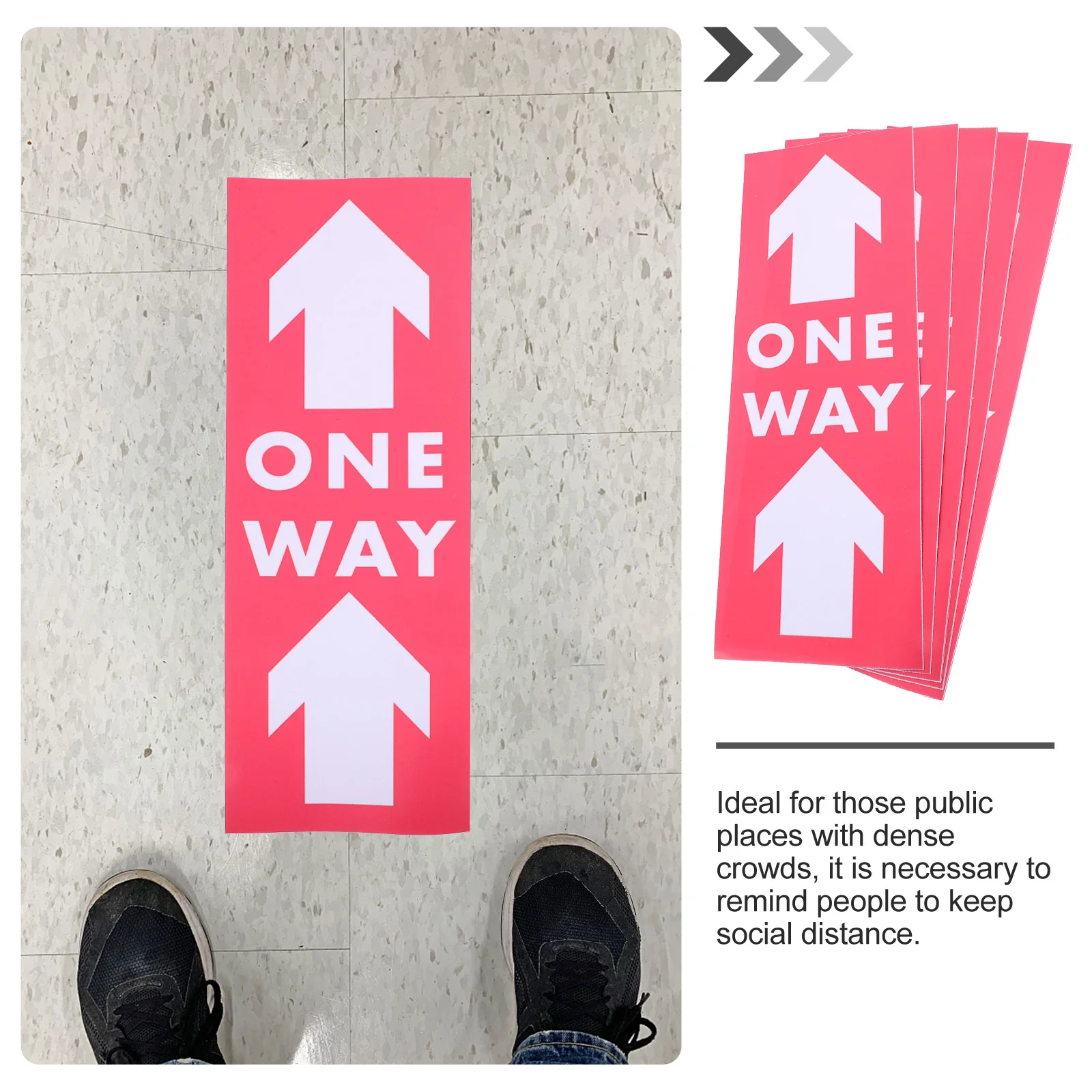 5pcs Arrow Warning Stickers Self-Adhesive Pvc Floor Decals For Direction Indication Traffic Safety Signs Directional Labels