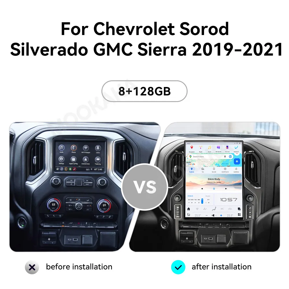 For Chevrolet Silverado GMC Sierra 2019-2021 Android 13.0 Car Smart Multimedia Video Player Radio GPS Navigation 4G Carplay Auto