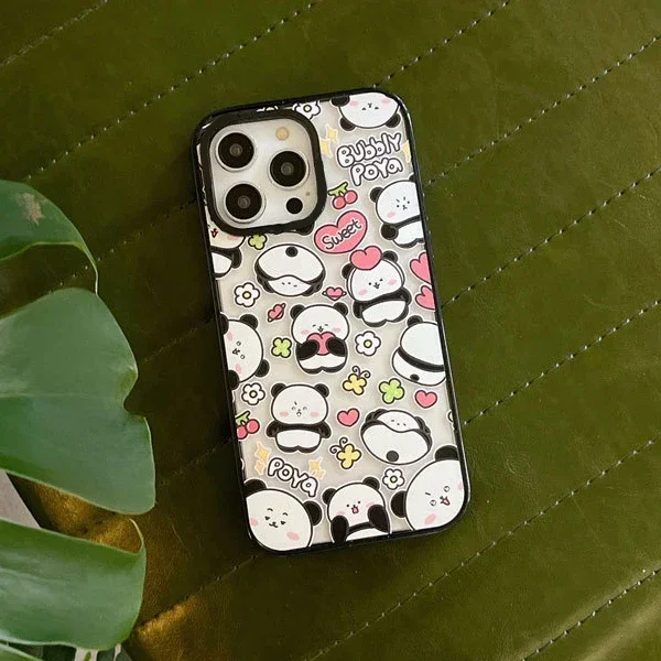 

2.0 Version Acrylic Upgrade Border Cute Panda Phone Case Cover for IPhone 11 12 13 14 15 Pro Max Case for IPhone 14 Pro