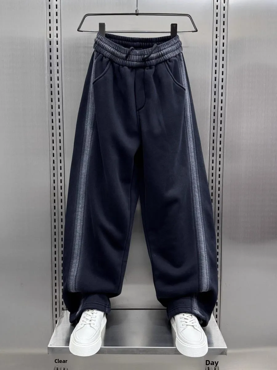 

Мужские модные спортивные брюки с эффектом тай-дай и полосками, осенне-зимние, утепленные, повседневные, с завышенной талией