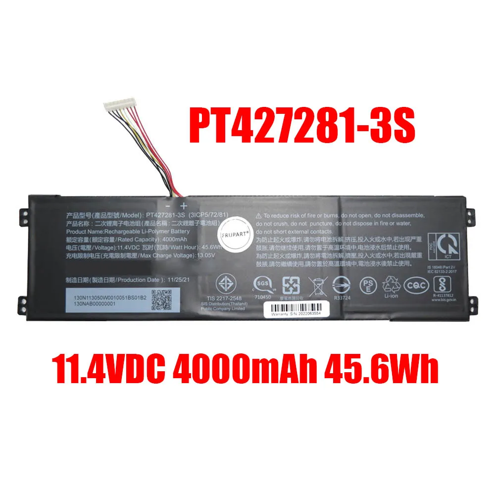 

Аккумулятор для ноутбука PT427281-3S 3-cell 11,4 V 4000mAh 45,6 W Новый