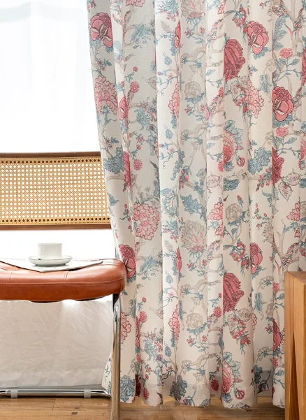 Retro Elegant Light and Luxurious Style Jacquard Curtains for Living Room Bedroom and Balcony Blackout Curtains