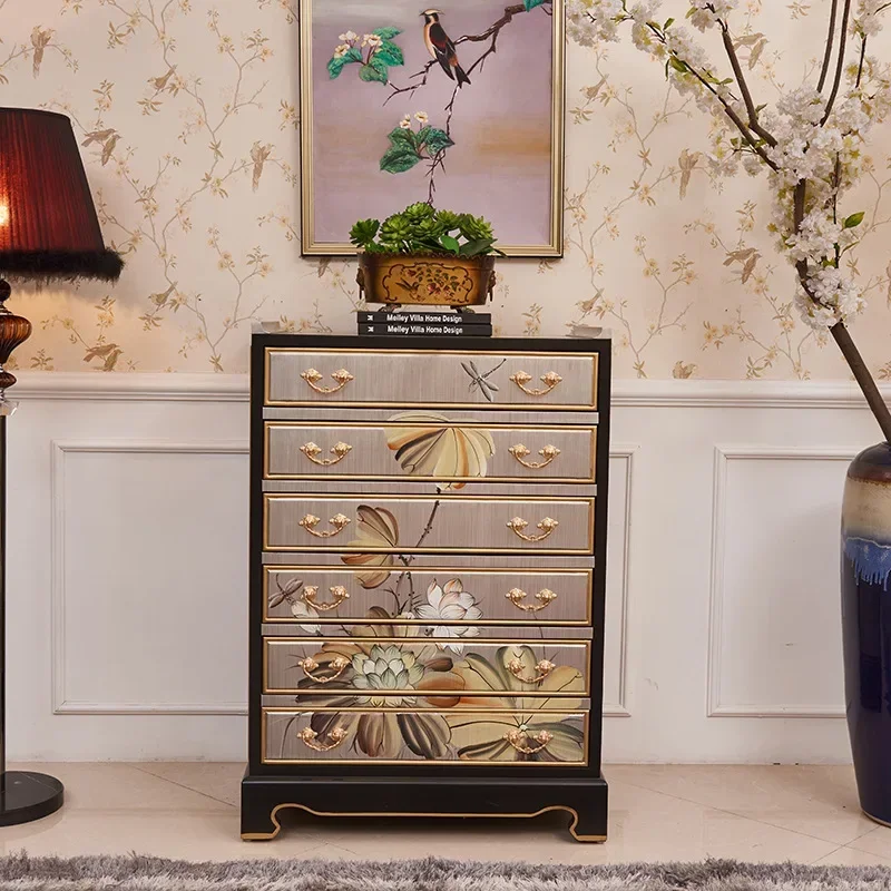 Modern new Chinese American chest of drawers Neoclassical painted bedroom Six buckets Storage