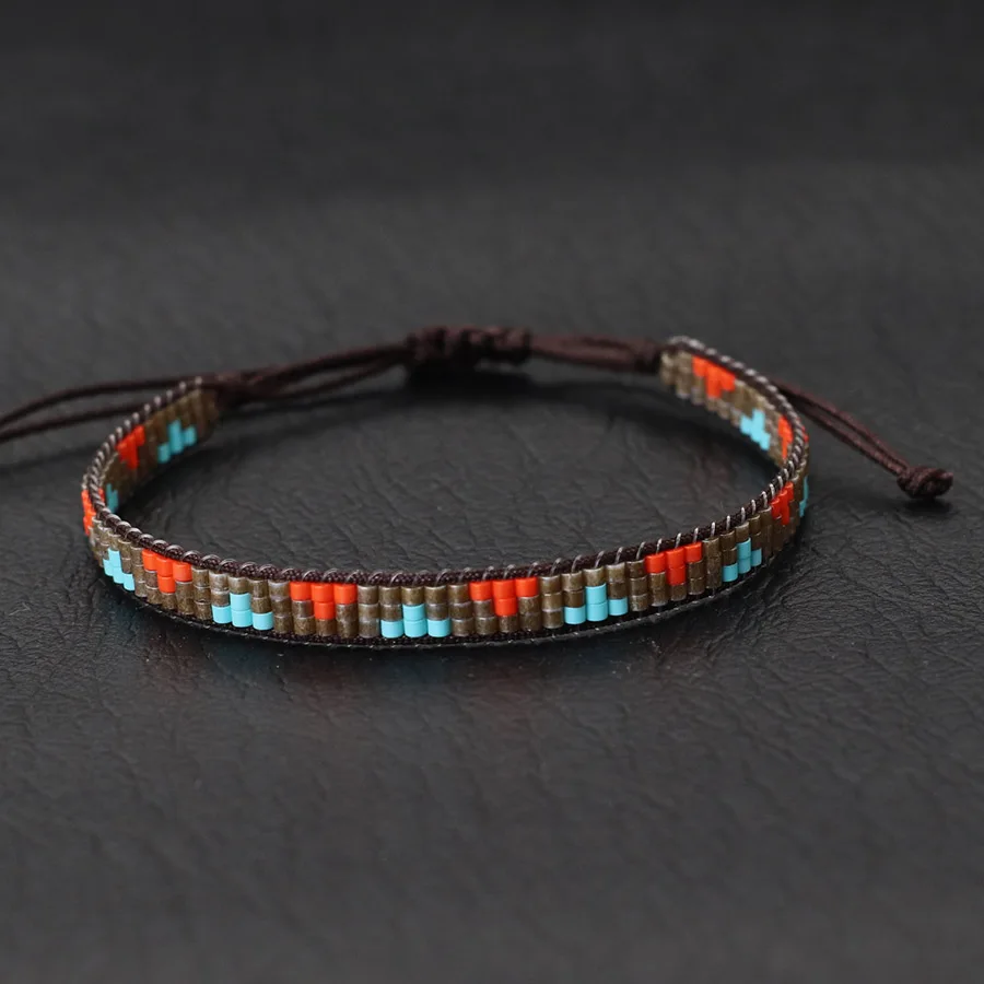 Ethnische Böhmen Schnur Armband Frauen handgemachte verstellbare Rocailles Armband Strand Surfer lässigen Schmuck ethnischen Schnur Braslet