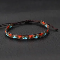 Ethnic Bohemia String Bracelet Women Handmade Adjustable Seed Beads Braclet Beach Surfer Casual Jewelry Ethnic String Braslet