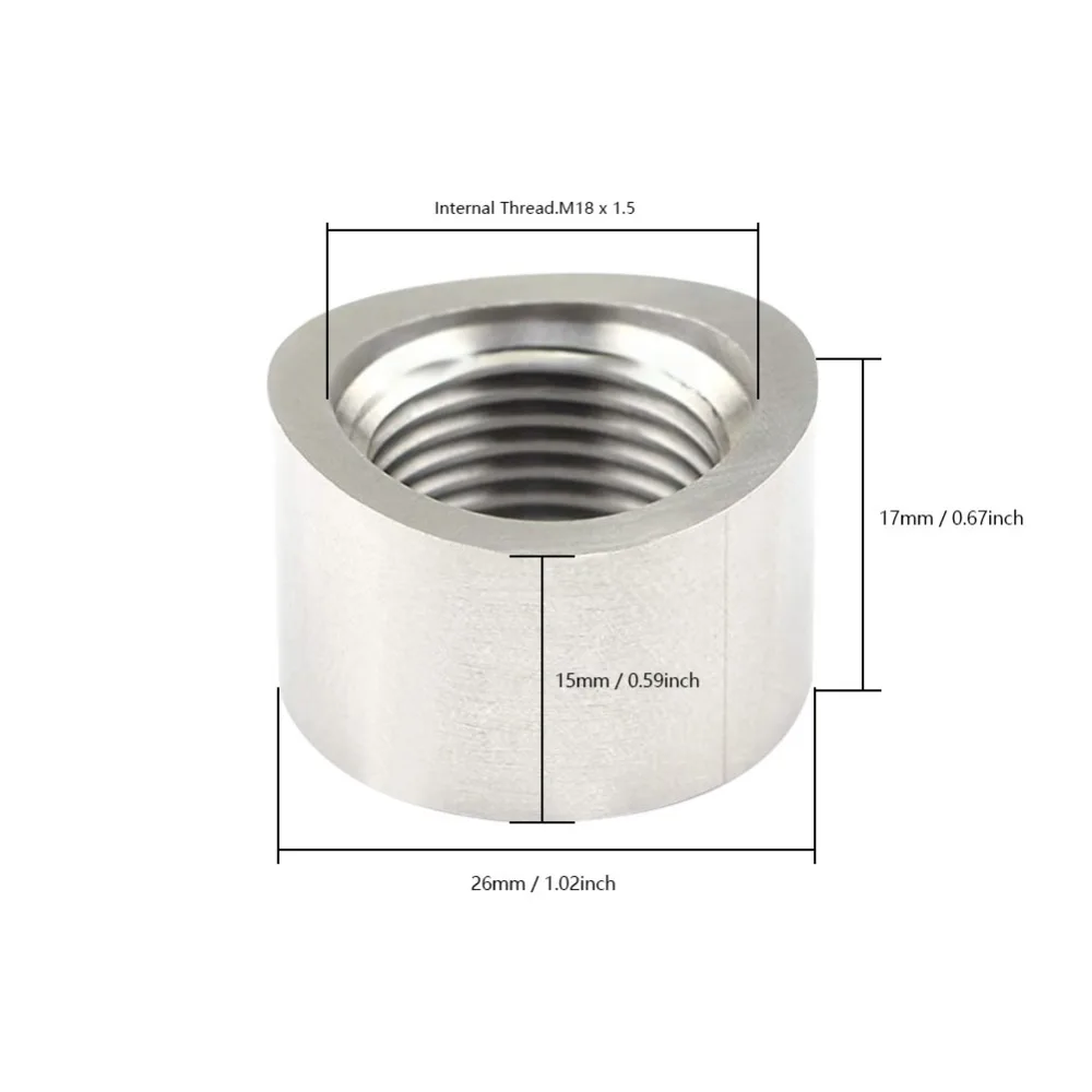 Stainless Steel Threaded Pipe Cap Silver M18x1.5 Pipe Plug Nut Corrosion Resistant Threaded Fit Internal Thread Cap