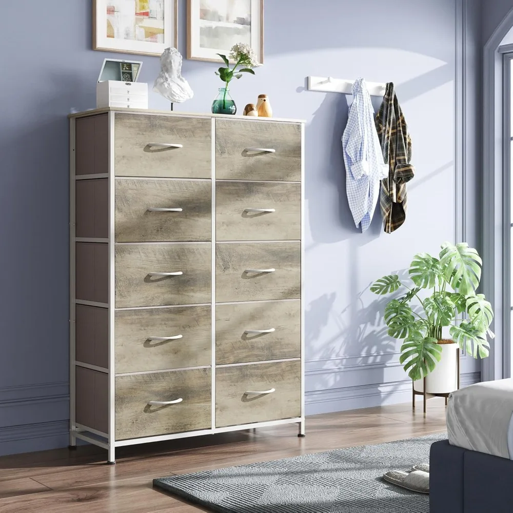 Tall Dresser for Bedroom with 10 Drawers, Chest of Drawers, Dressers Bedroom Furniture, Storage Organizer Unit