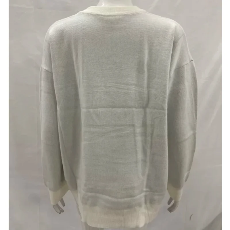 Sweater rajutan kasual unisex dengan motif abstrak, kerah bulat, gaya hip hop street fashion, cocok untuk pria dan wanita, model longgar, pakaian olahraga, atasan couple.