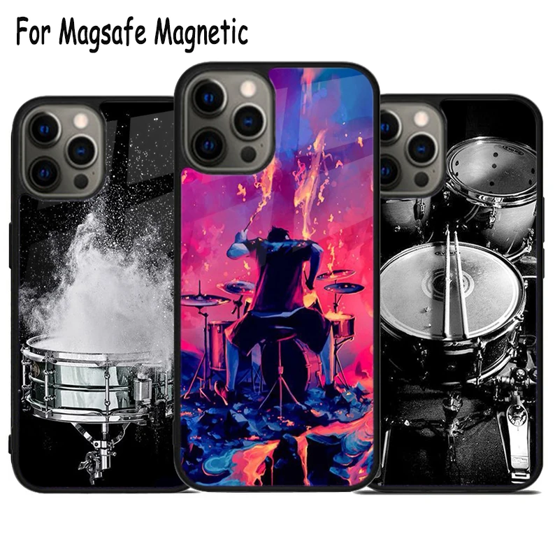 Drum Drummer Wireless Charge Magsafe Phone Case For iPhone 15 16 14 13 11 12 Pro Max Plus Magnetic Bumper Cover