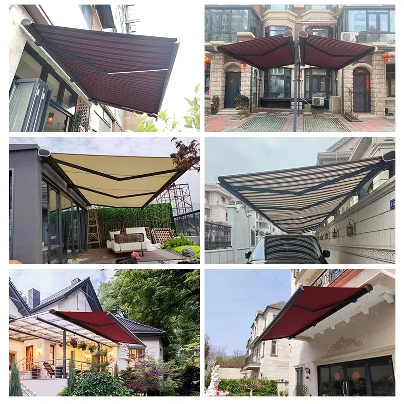 Custom Awning Waterproof Patio Roof Side Commercial Restaurant Window Automatic Motorized Electric Retractable Canopy Awning