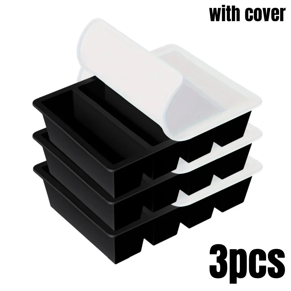1/4 Stuks Grote Rechthoekige Ijsblokjesvorm Set Met Deksel Stapelbare Vriezer Trays Voor Flessen Dranken Lange Kubussen schimmel Keuken Artikelen - afbeelding 1