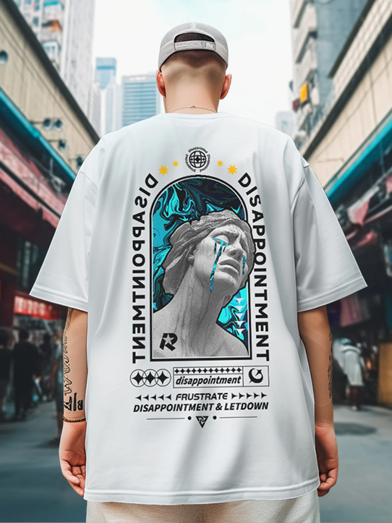 

Cotton T-shirt disappointed people white ink direct print short sleeve summer new high street trend brand loose T-shirt clothes
