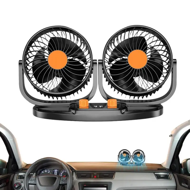 

Dual Car Fan Free Angle Rotatable Fan Adjustable Strong Wind Electric Auto Car Fans Dashboard Cooling Air Circulator Fan Free