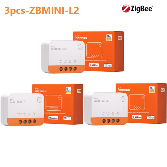DIY Mini Smart Switch Module No Neutral Wire Required SONOFF ZBMINI-L2 Zigbee Switch Work With Alexa Google Alice Smartthing