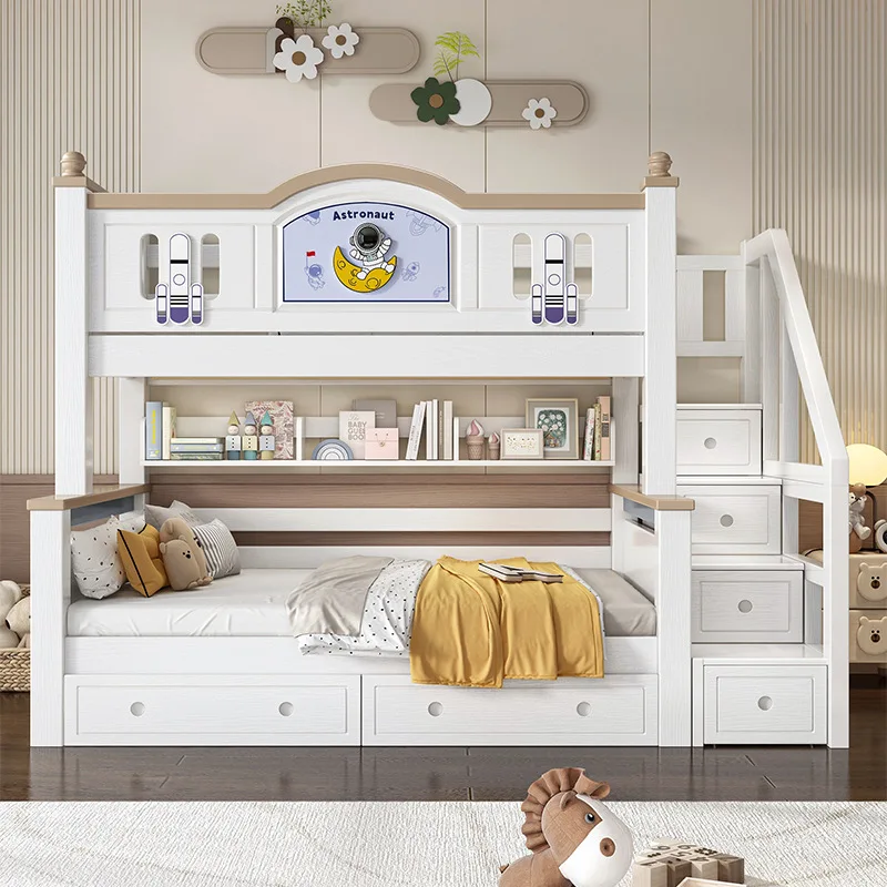 All solid wood bunk beds, children's bed combination, high and low bed, small apartment household double bed, mother and child b