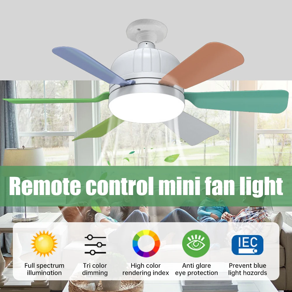 Ventilatore da soffitto E27 da 40W con telecomando leggero dimmerabile Smart Silent Wireless LED Fans illuminazione per camera da letto Living Room milwau6.