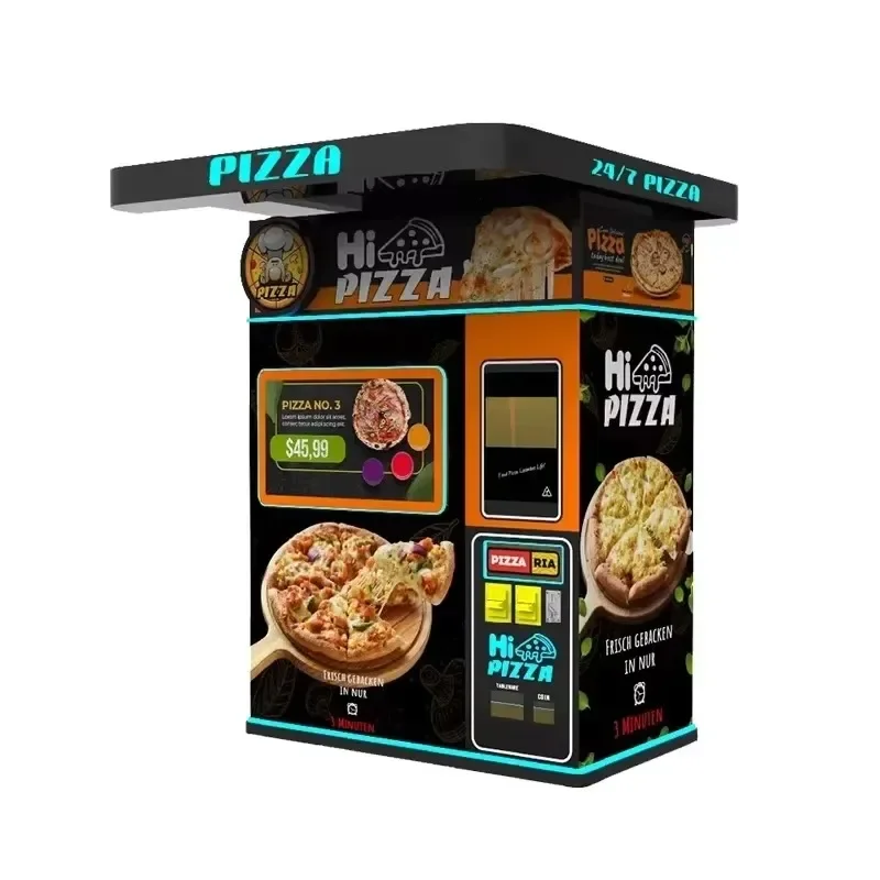 Distributore automatico di pizza con ascensore self-service con codice Qr per banconote da 32 pollici con touch screen automatico