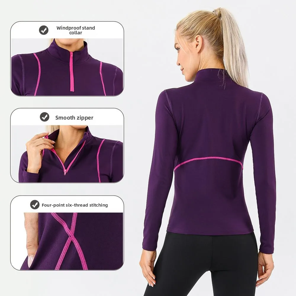 

Теплый женский спортивный свитшот High Yoga Long Sve на молнии, модная активная одежда для среднего возраста и ли