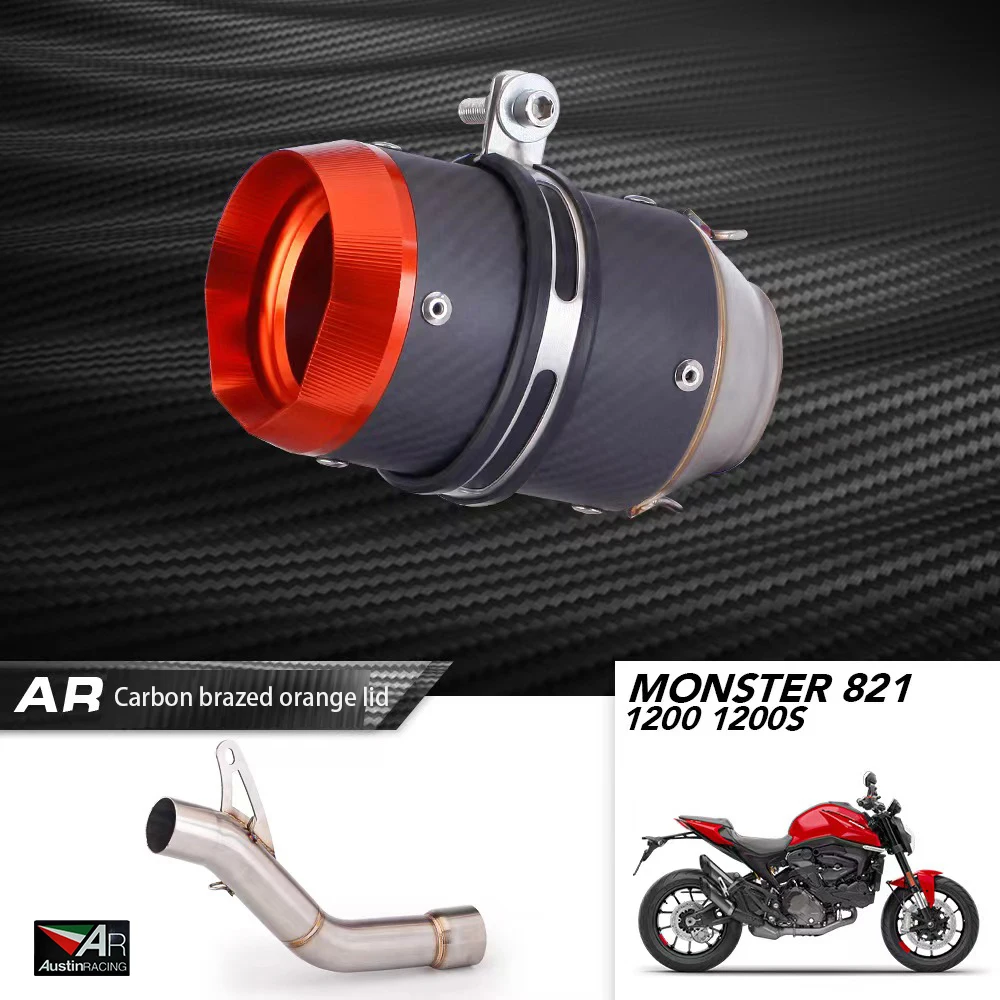 Rafesno  Motorcycle exhaust pipe for Ducati 821 1200 1200S modified AR exhaust pipe carbon fiber tail exhaust