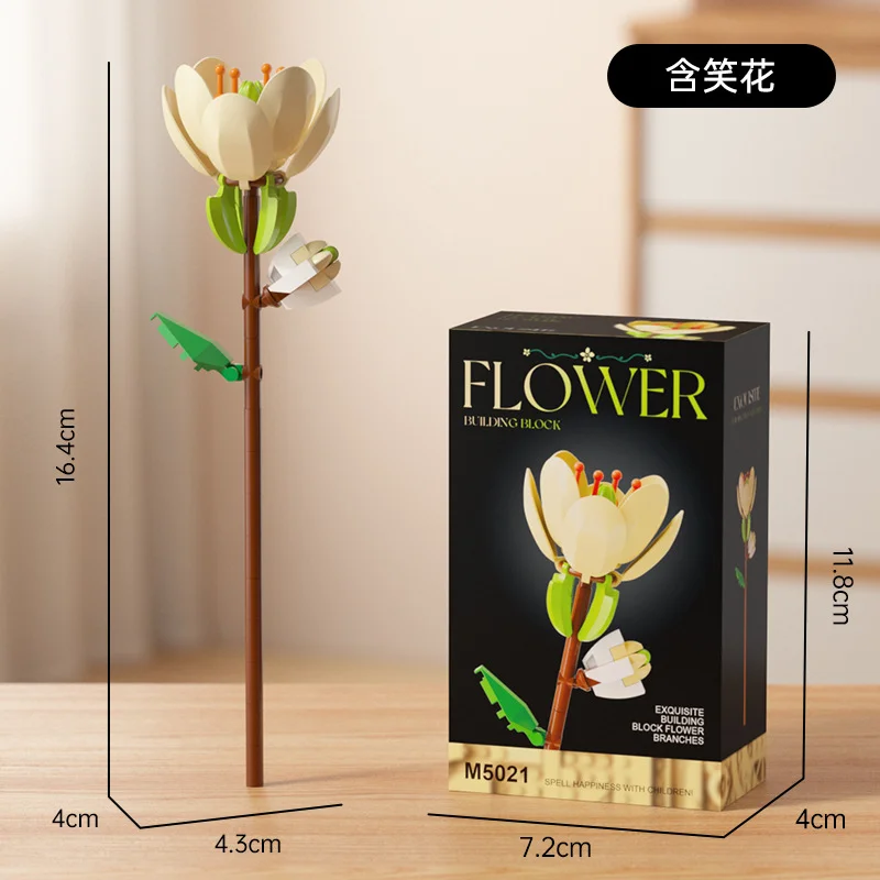 

M5021 Michelia Figo Flower Bouquet Building Blocks Mini Bricks Romantic Eternal Floral Display Model Home Decor Toy For Girls