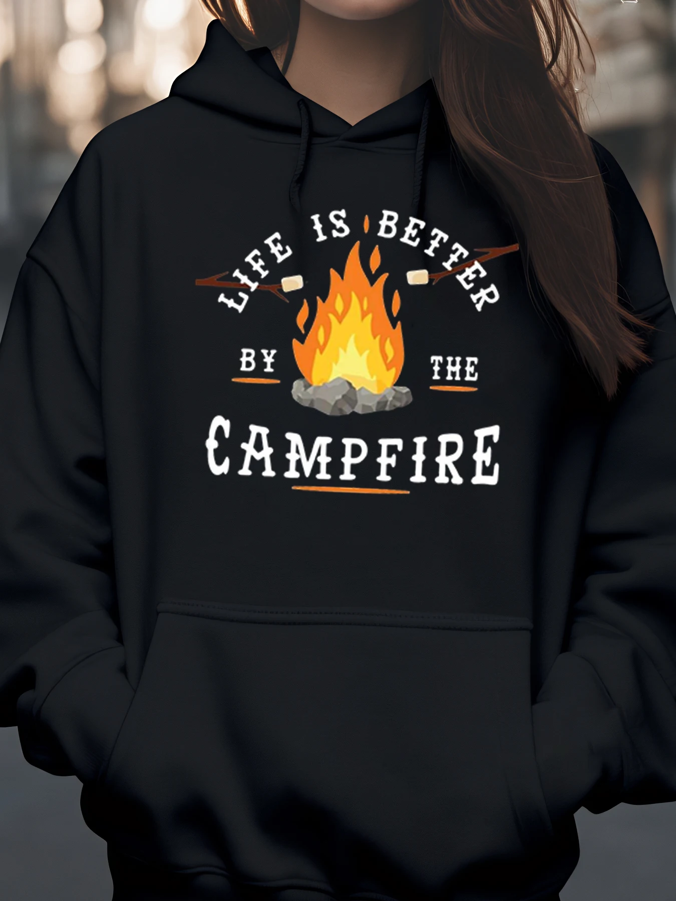 

Campfire Life Is Better by the Campfire Толстовка с принтом Осенняя женская повседневная одежда для кемпинга и кемпинга