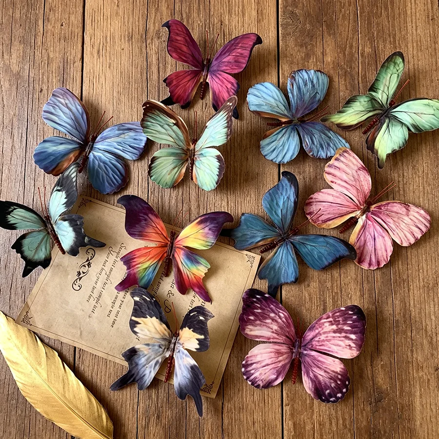 

12Pcs Mixed Color Butterfly Decor Silk Cloth Simulation Butterfly Ornaments for Home Window Gallery 3D Butterfly Decoration